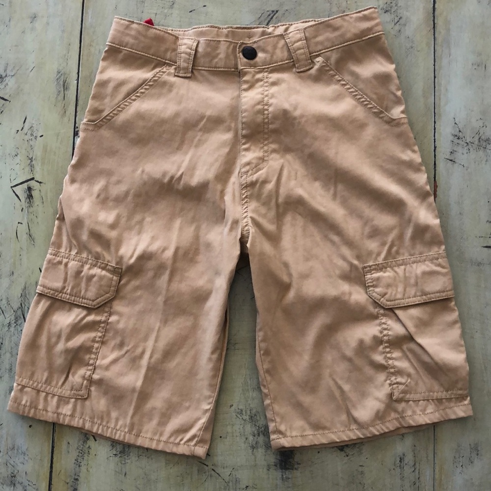 Adjustable Waist Khaki Cargo Shorts